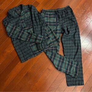 GAP Men’s Plaid Pajama Set green plaid long sleeve flannel Small like new
